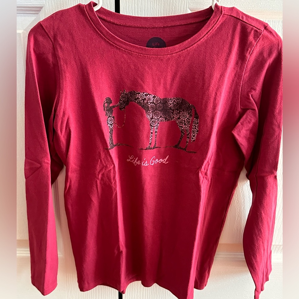 Life is good girls riding long sleeve t - maroon